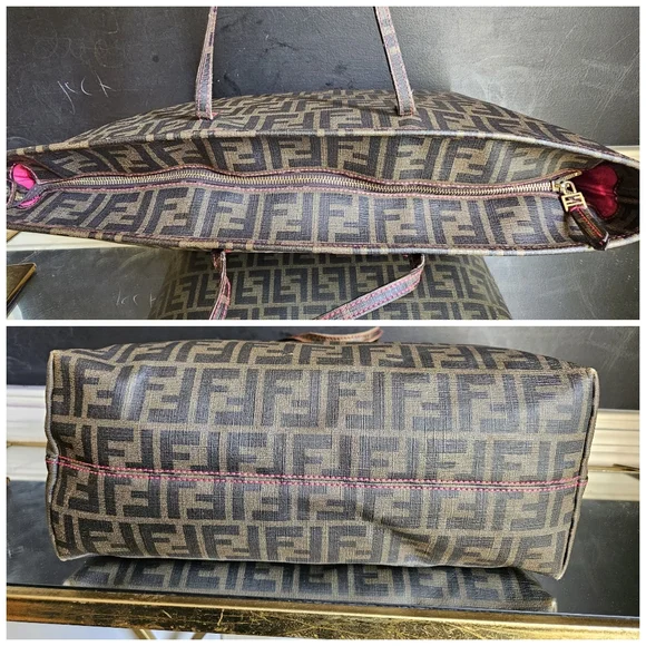 Fendi Zucca Coated Canvas Spalmati Roll Shopper Tote Brown - Picture 10 of 15